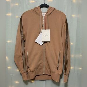 ALEXANDER MCQUEEN TAPE LOGO JACKET, NEW WITH TAGS, SIZE SMALL, SAND